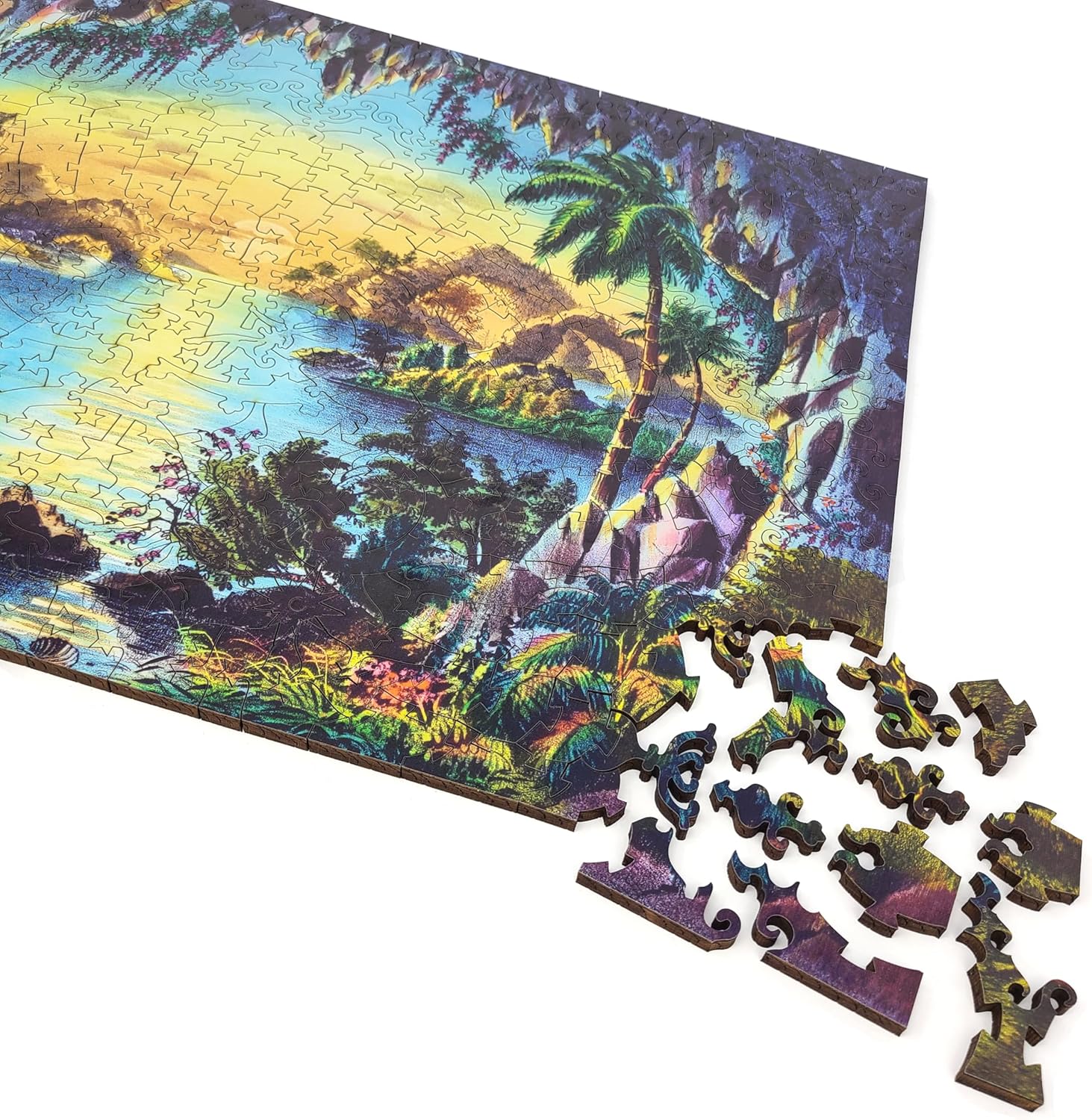 Wooden Puzzle for Adults - Uniquely Shaped Pieces - Made in The USA by FoxSmartBox - 430 Pieces - The Fairy Grotto