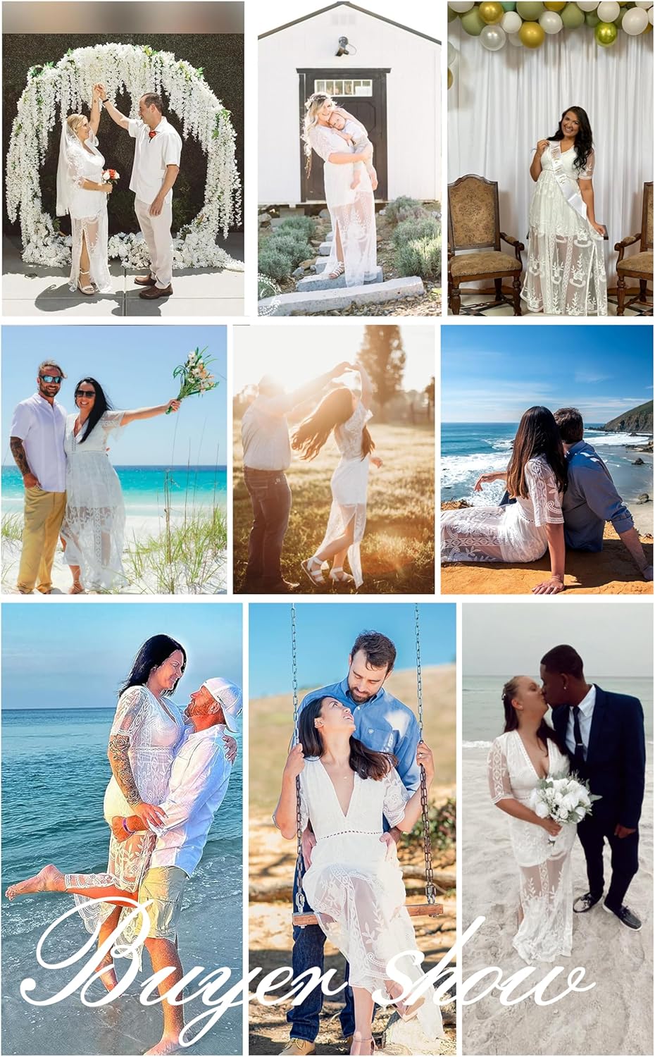 Eleter Women's Deep V-Neck Lace Romper Short Sleeve Long Dress - Image 2