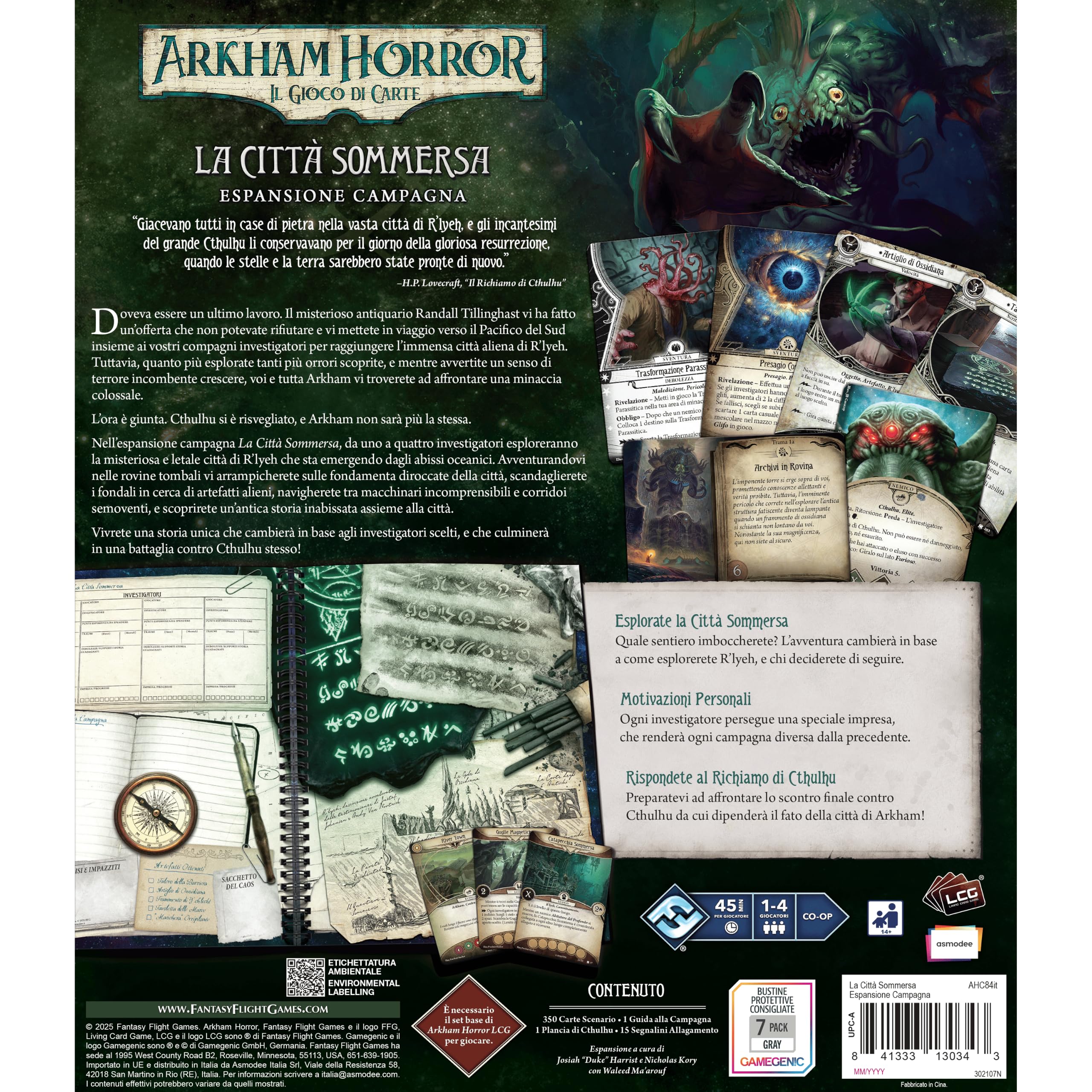 Asmodee - Arkham Horror LCG – La Città Sommersa – Esp. Campagna, Espansione Gioco da Tavolo, 1-4 Giocatori, 14+ Anni, Edizione in Italiano