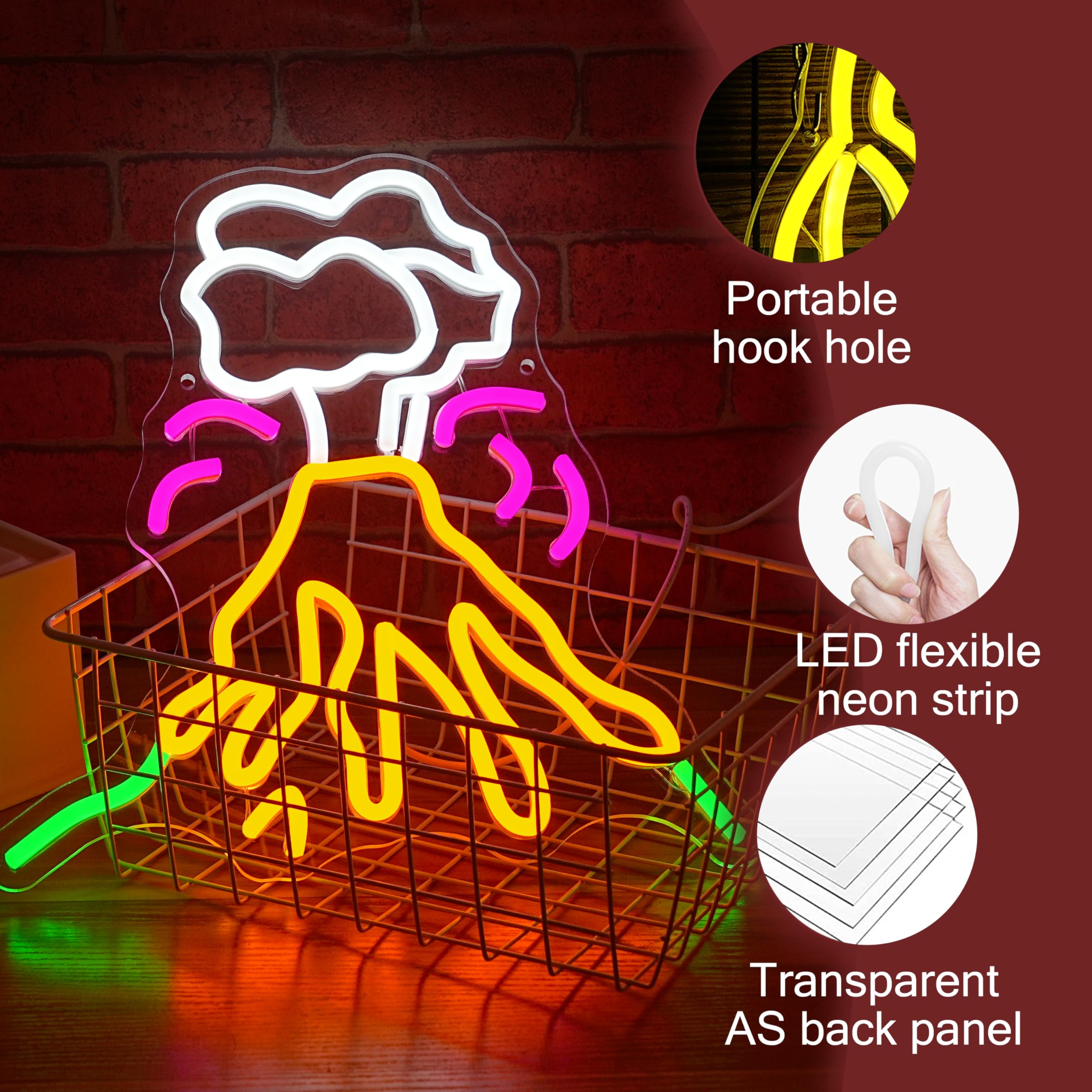 Amazon.com : LIUOZHTEA Volcano Eruption Neon Sign Adjustable Multi