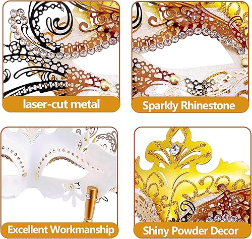 Miniatura 10 de Máscara veneciana para mujeres y hombres, para fiesta de disfraces, baile de graduación, Halloween, Mardi Gras