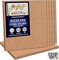 NACHLYNN 6-Pack 12x12 Self-Adhesive Cork Boards for Wall - Frameless Bulletin Tiles with 100 Push Pins Home Office