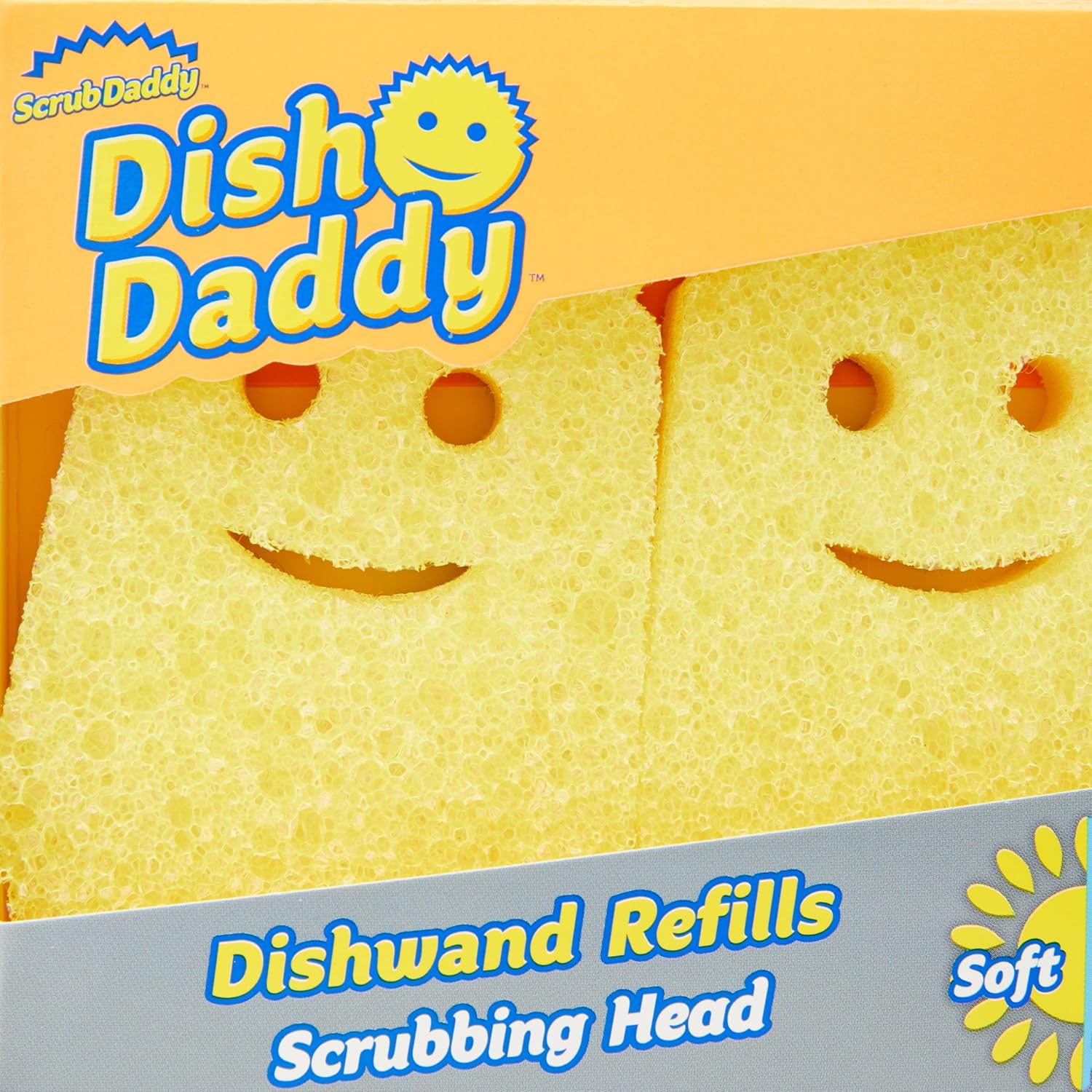 Scrub Daddy Dish Daddy Губки для мытья посуды, желтые, 2 шт.