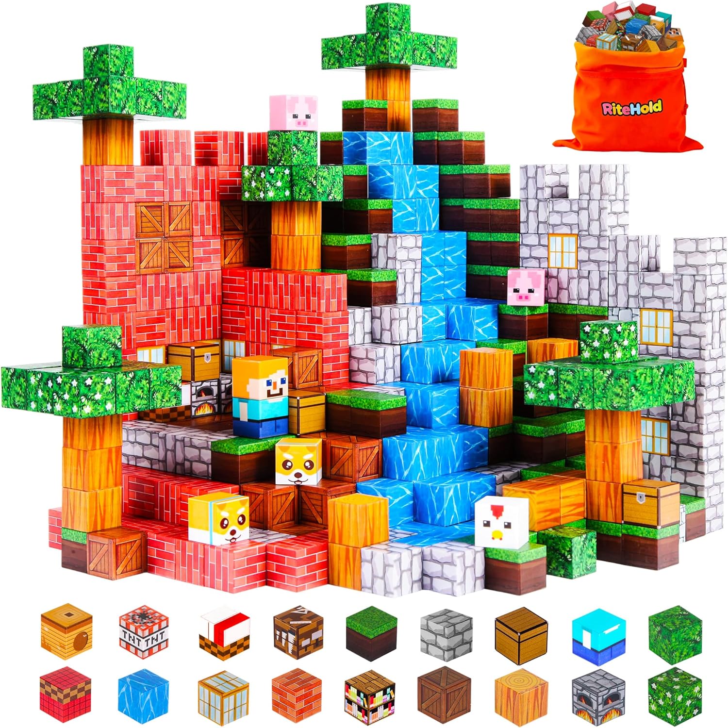 Magnetic Building Blocks 100PCS, Magnetic Build Cubes Bolcks Stem Sensory Montessori Toys for Toddlers Kids 3 4 5 6 7 8 9 10,Constructions Stacking Blocks Toys Gifts for Boys & Girls