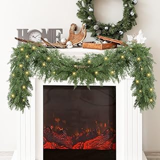 Sggvecsy 6.5Ft Christmas Cedar Garland Artificial Pine Cypress Realistic Greenery Garland for Table Wall Mantle Indoor Fireplace Home Holiday Winter Xmas Decoration (1 Pack)