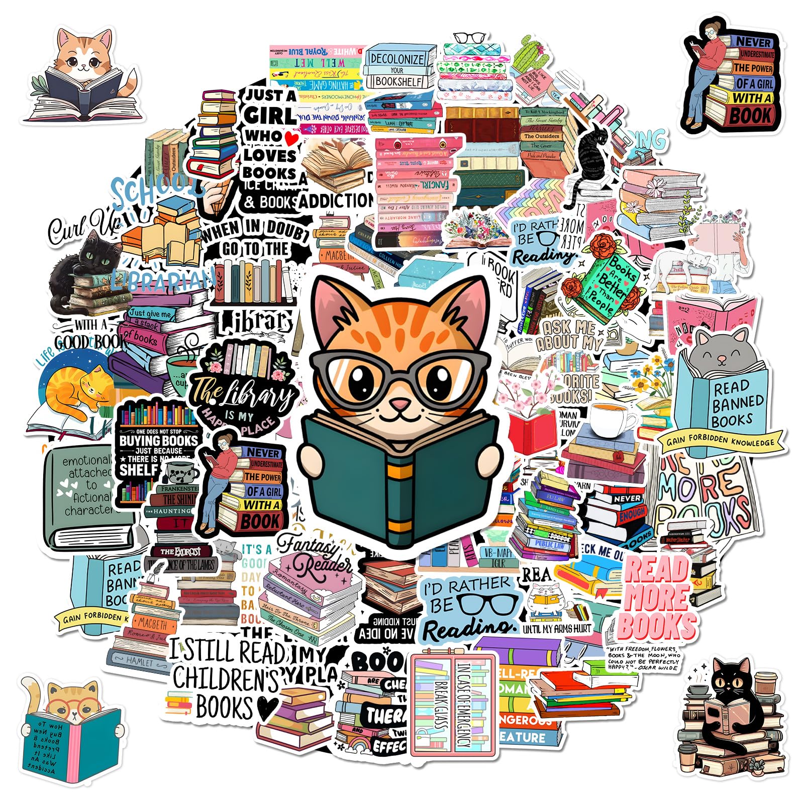 G2PLUS 100PCS Book Stickers for Kindle: Waterproof Vinyl Reading Stickers for Kindle Cases, Reading Journals, Book Logs, Water Bottles, Notebooks, Laptops and DIY Decoration — image 1