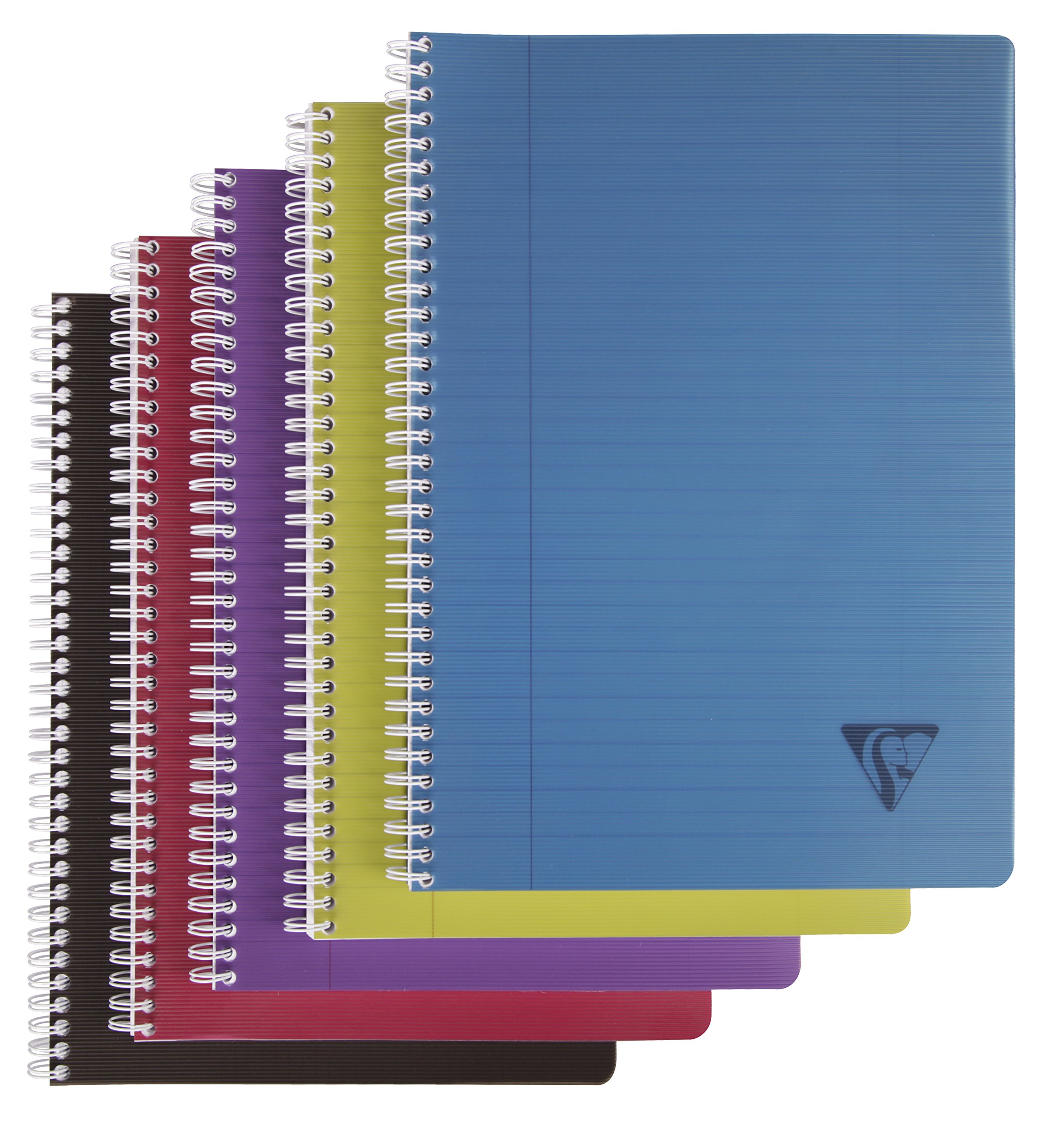 Clairefontaine 329146C Collection Linicolor Intensive Un Cahier à Spirale - A4 21x29,​7 cm - 180 Pages Lignées avec Marge - Papier Blanc 90 g - Couverture Polypro Transparent - Couleur Aléatoire
