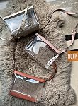 Sac transdermique transparent avec tige en cuir végétalien