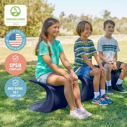 Miniatura 8 de ECR4Kids Asiento ondulado, altura del asiento de 14 a 15.1 pulgadas, taburete de perca, azul marino, paquete de 2