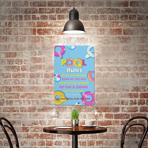 Miniatura 7 de Letrero de metal con reglas de la piscina junto a la piscina, decoración de fiesta de piscina para interiores y exteriores, para casa de piscina,