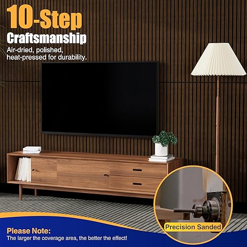 Miniatura 3 de 4 paneles de pared de listones de madera acústica, paneles insonorizados de 47.2 x 12.8 pulgadas para paredes, paneles absorbentes de sonido para