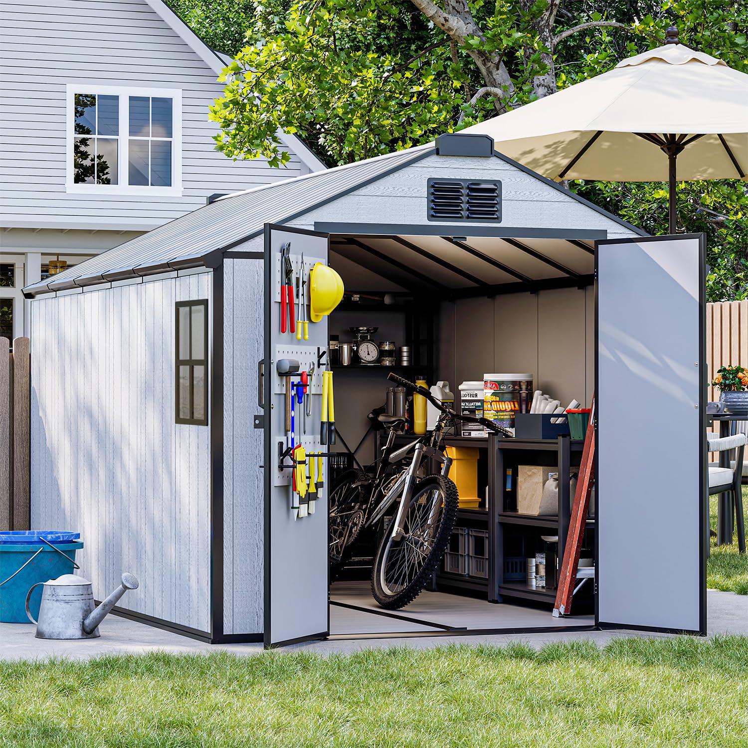 Amazon.com : DNYKER 8 x 12 FT Resin Outdoor Storage Shed, All