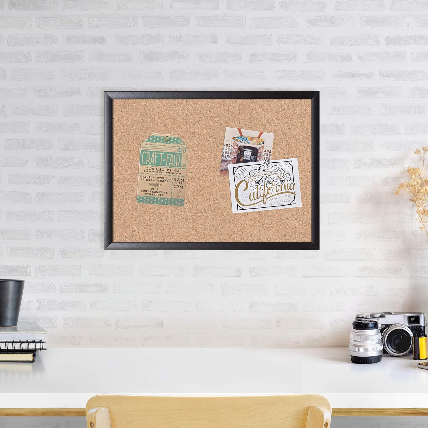 U Brands Cork Bulletin Board, 23" x 17", Black Wood Frame (026U00-01) : Everything Else
