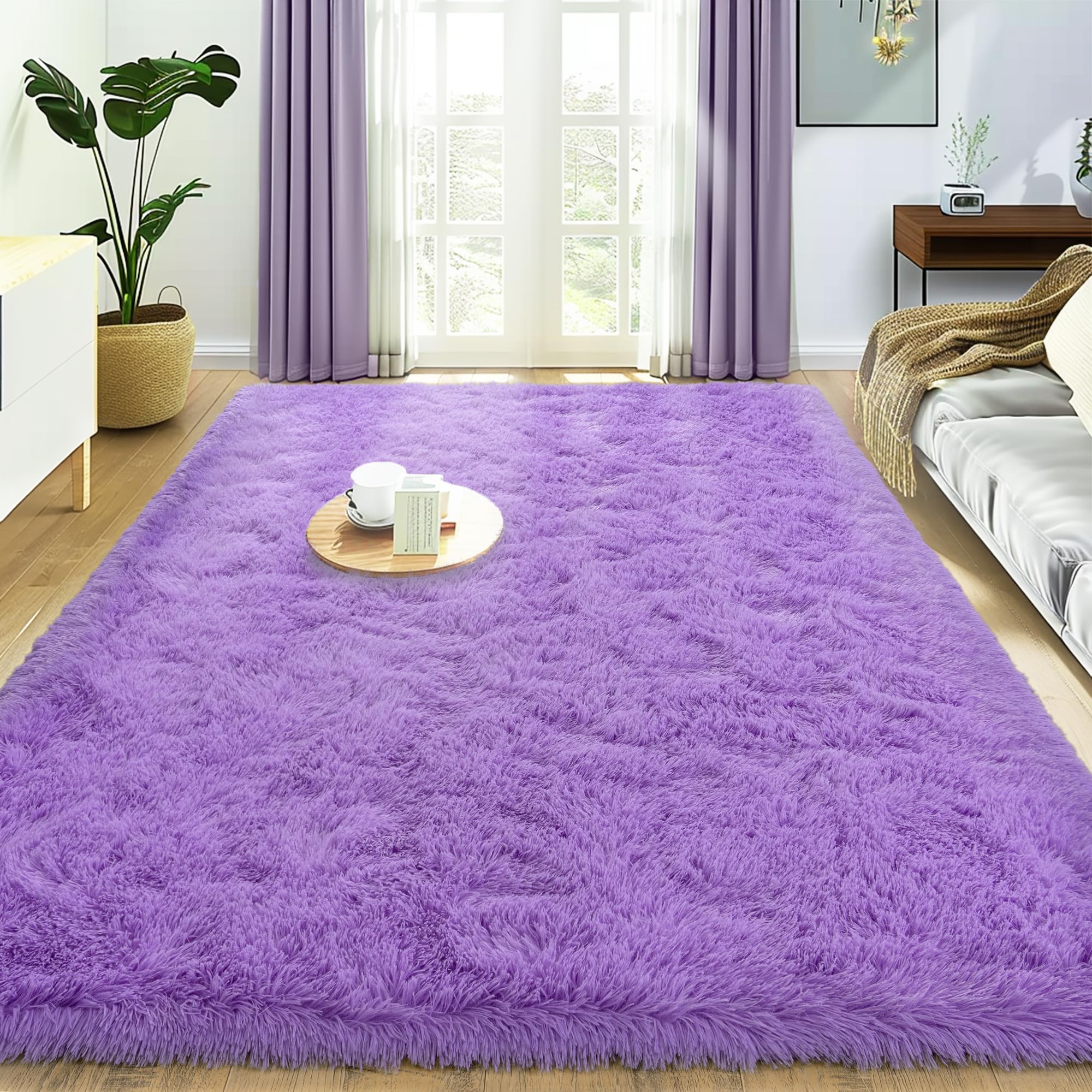 Super Fluffy Rug for Bedroom, 4x6 Shag Fuzzy Area Rug for Living Room Bedroom, Plush Soft Carpet for Girls Boys Kids, Non Slip Throw Rugs for Dorm,