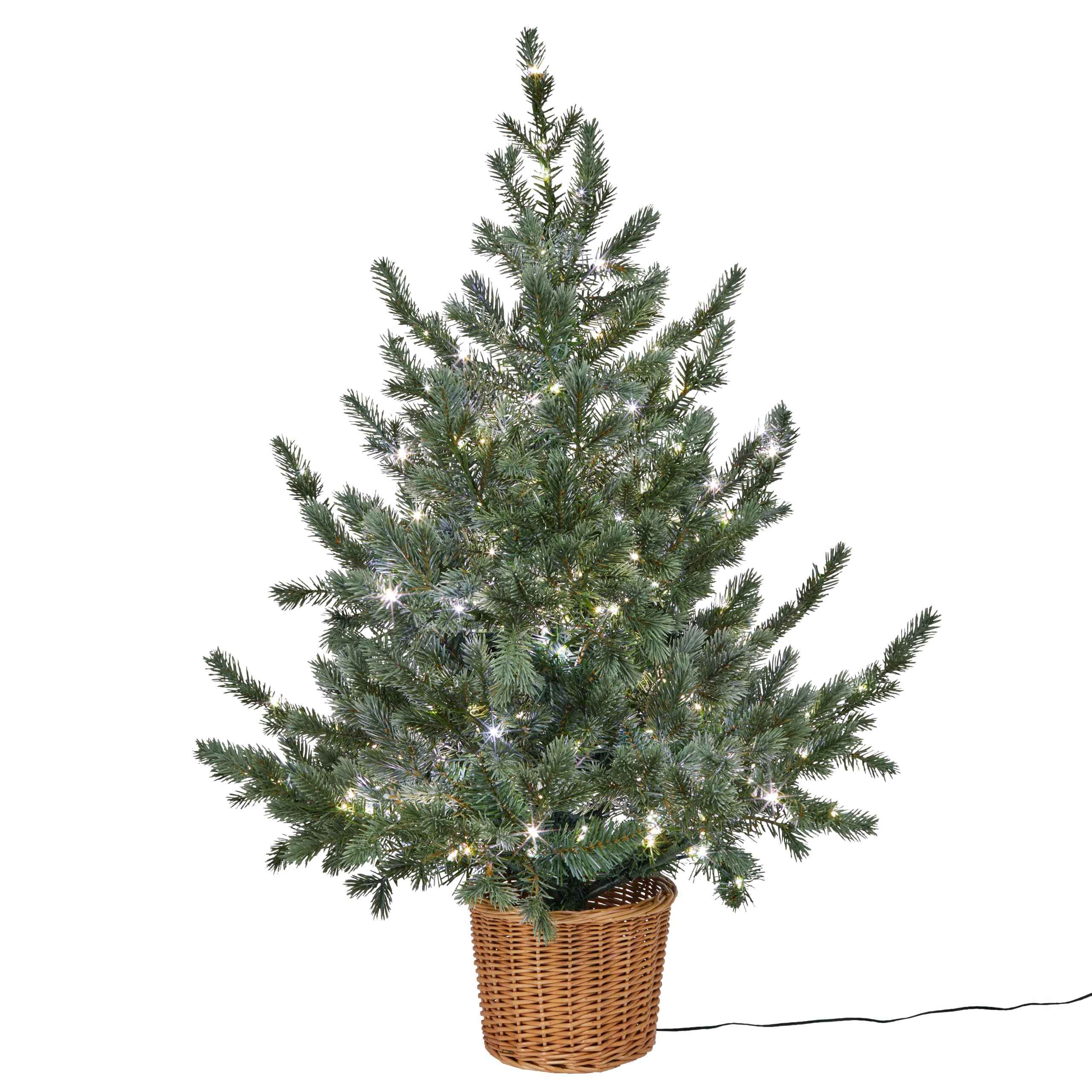 Lights4fun 3-in-1 LED Tannenbaum Künstlich mit Timer warmweiß Batteriebetrieben 90cm Weihnachtsdeko Außen Weihnachtsbeleuchtung Innen Weihnachtsbaum Künstlich