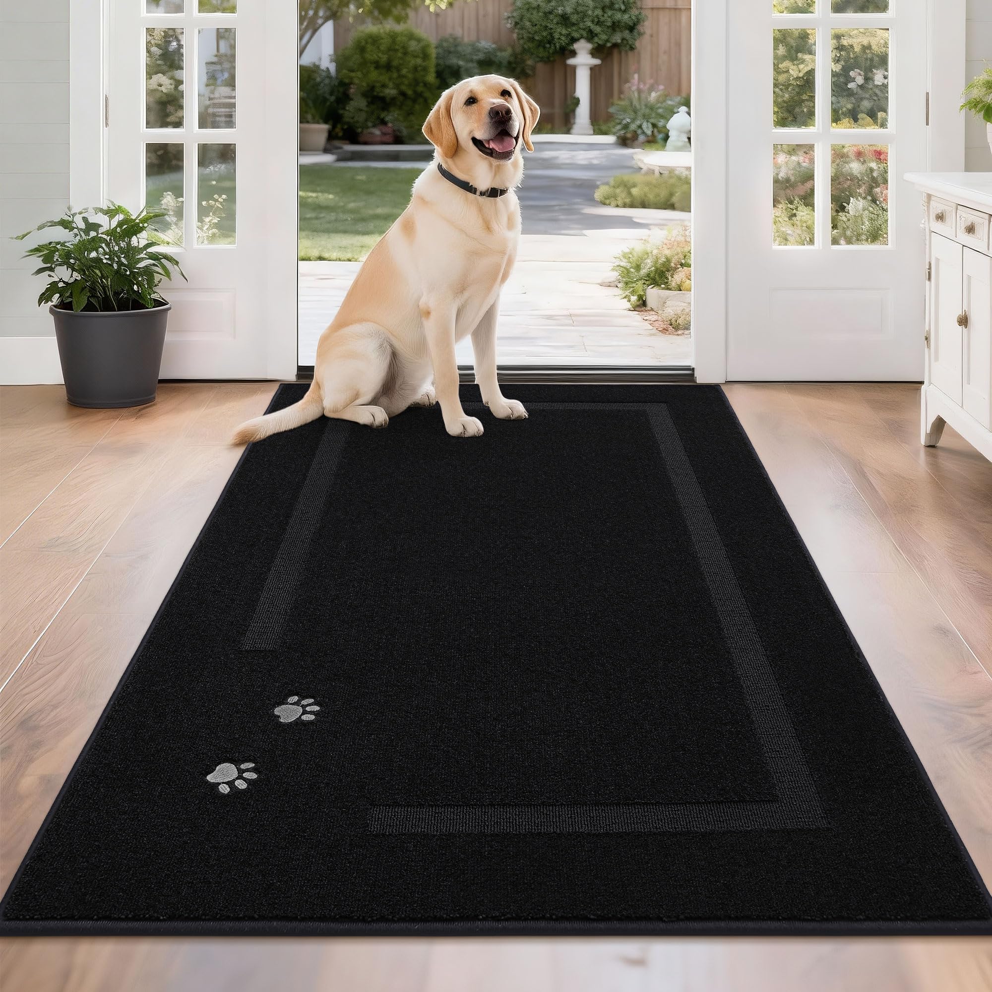 BEQHAUSE Dog Door Mat for Muddy Paws 36"x60" Dirt Trapper Absorbent Doormat Non Slip Entryway Rugs Washable Stain Resistant Welcome Floor Mat Soft