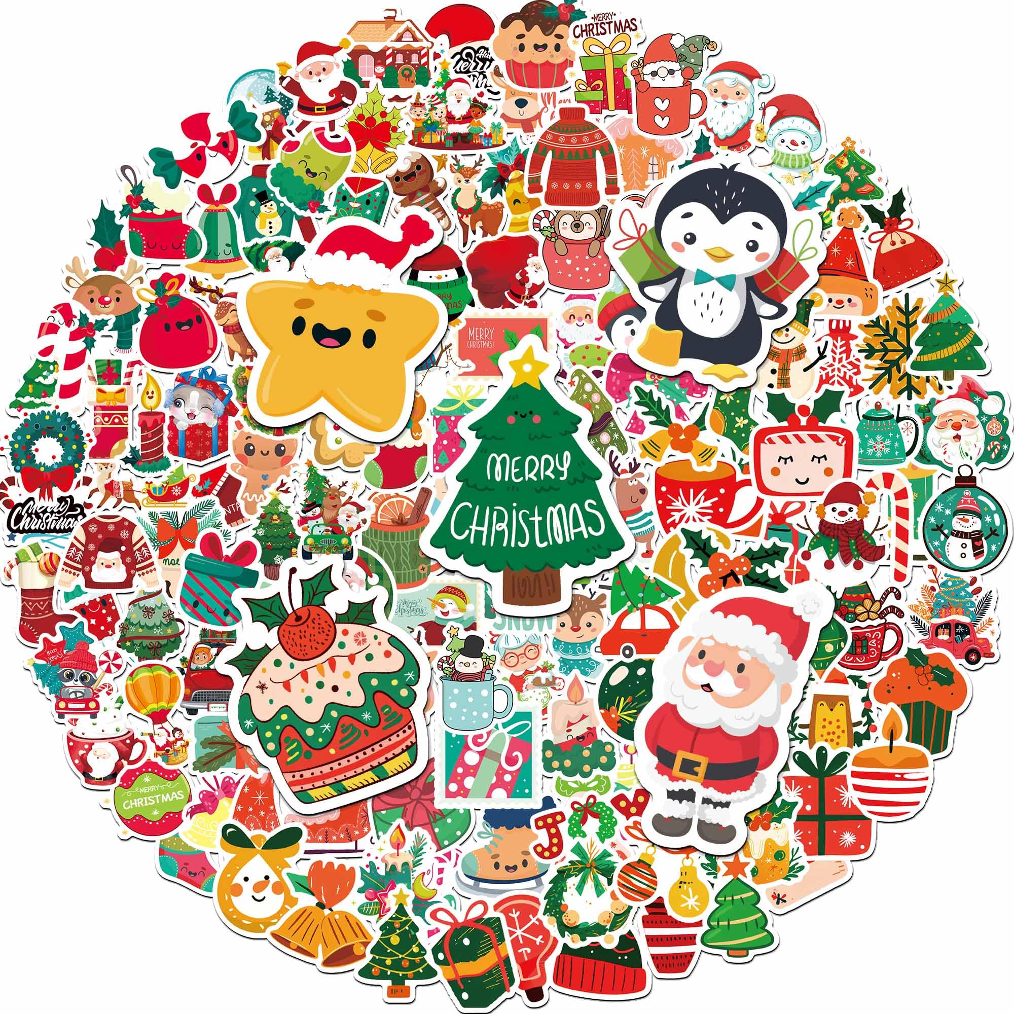 iGetooy 150 PCS Cute Christmas Stickers, Water Bottle Stickers for Kids, Vinyl Waterproof Sticker for Laptops, Skateboards & Classrooms