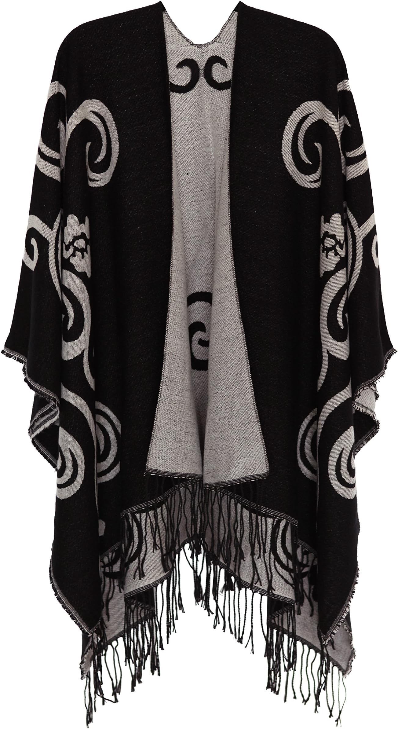 MissShorthairWomen's Printed Shawl Wrap Fashionable Open Front Poncho Cape, Gift for Women
