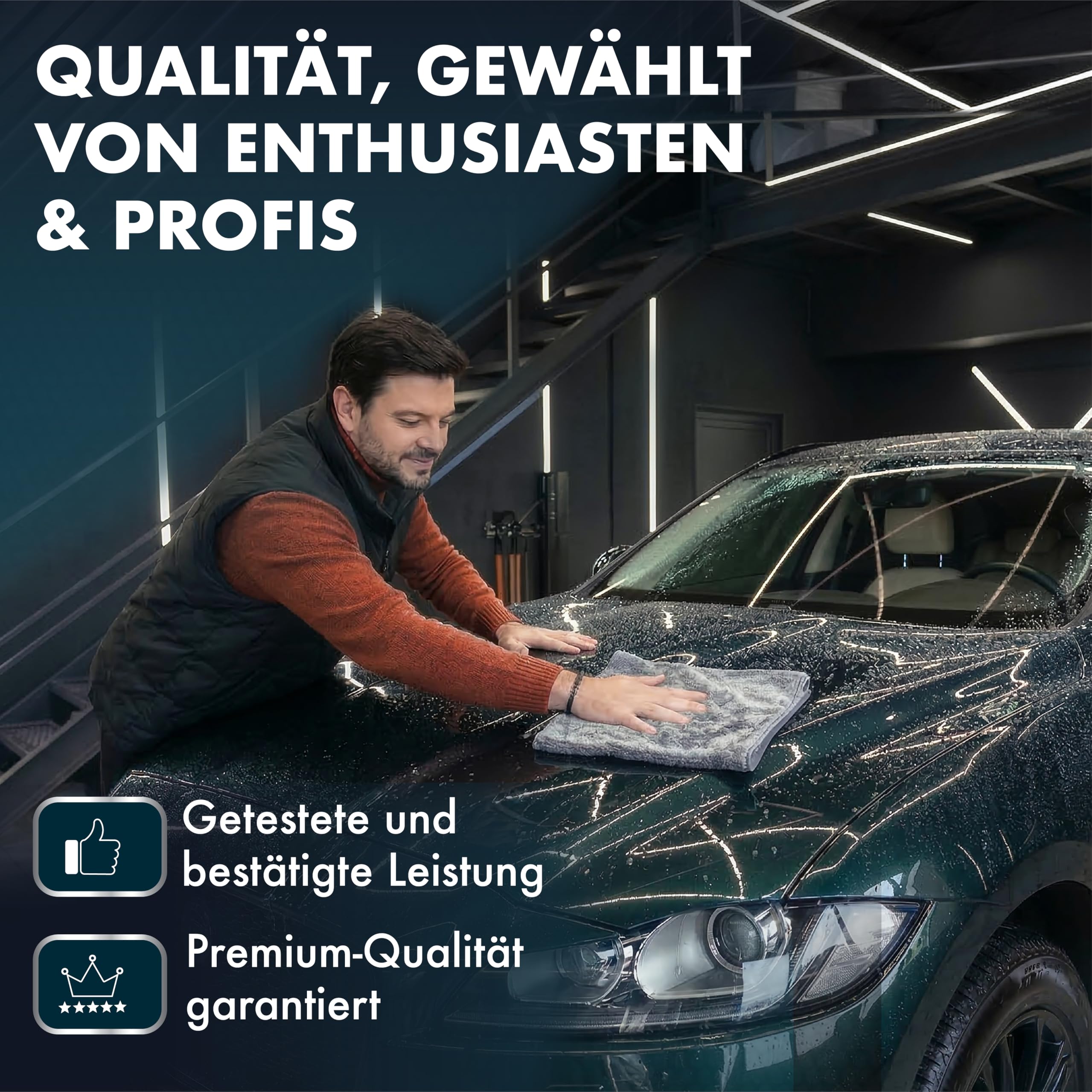 Auto Trockentuch XXL 50x80 cm - 1800 GSM Ultra Saugstarkes Mikrofasertücher Auto für Autopflege und Motorrad