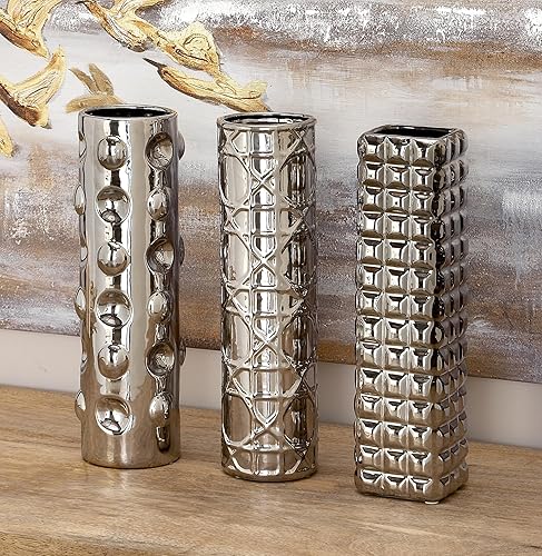 Miniatura 5 de Jarrón de cerámica Deco 79 92551, 3 surtidos, 12 por 3 pulgadas