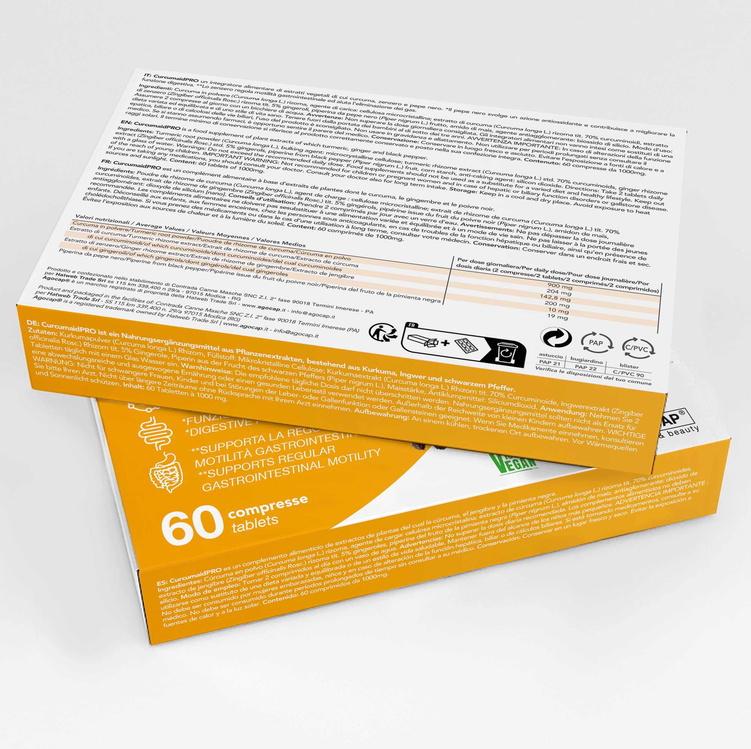 CURCUMA - Curcuma e Piperina, 60 compresse con estratto di curcumina e zenzero. Curcume Naturale + Piperina e Pepe Nero. Curcumina Vegana, Integratore - Made in Italy