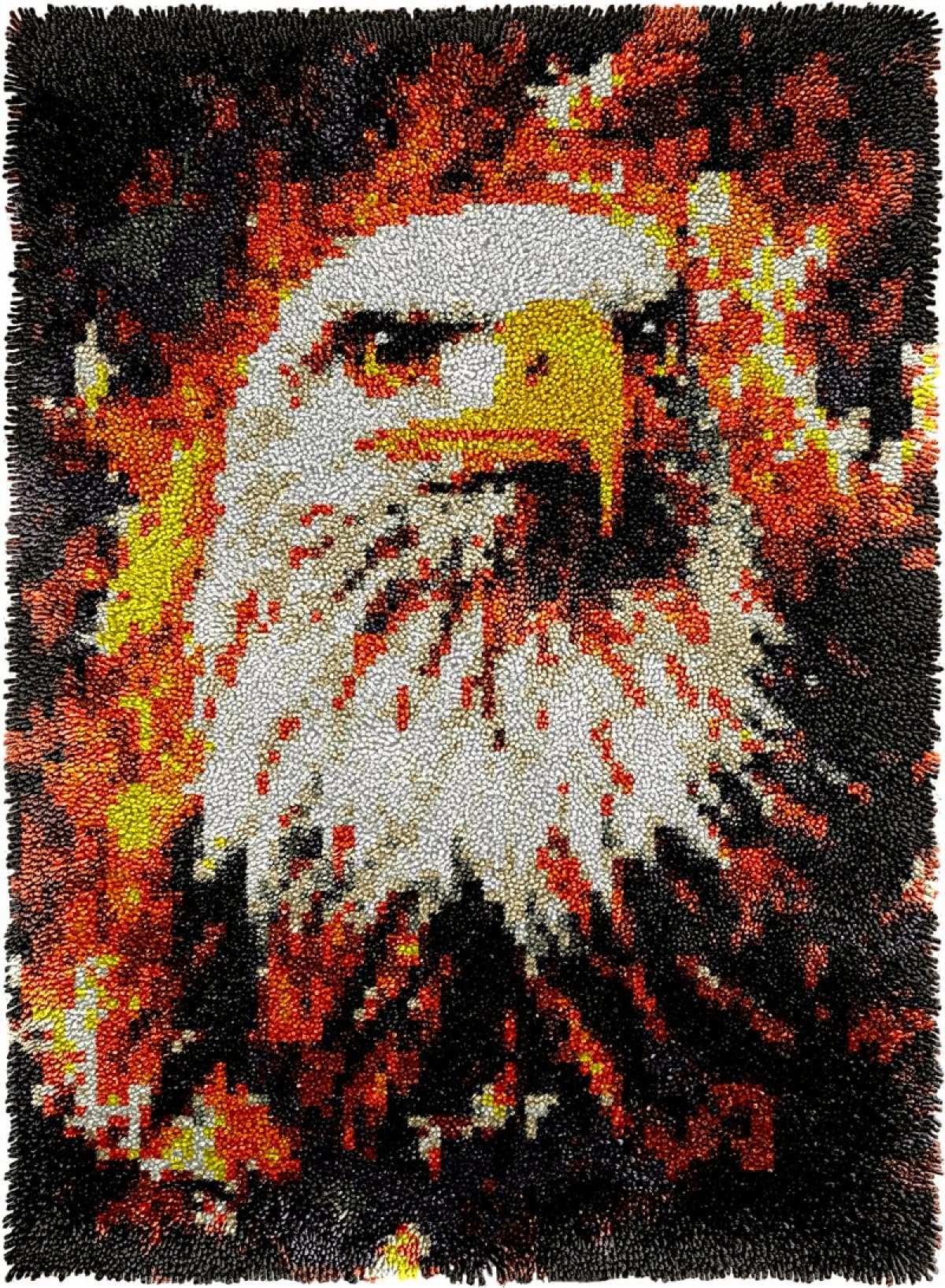 AxiangziK DIY Knüpfstern Set Flammenadler Tier Knüpfpackungen Für Teppiche Zum Selbermachen Für Familie Und Freunde，Handarbeit，Kreuzstich，Bastelset，Geschenk 90x120cm