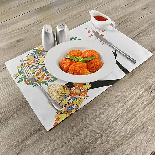 Miniatura 8 de Lunarable Fleur De Lis - Juego de 4 manteles individuales, coronas y formas de flor de Lis en estilo grabado, impresión de arte simbólico de la