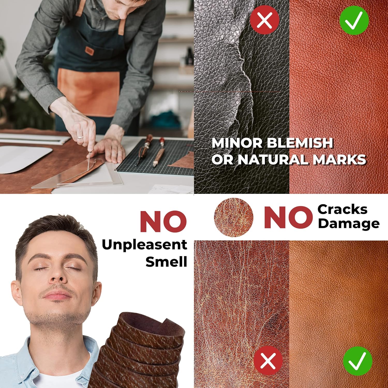 ELW 6-7 oz. (2.4-2.8mm) Peanut Pre-Cut 2.5-4 SQ FT (0.23-0.37m2) | Full Grain Leather Bison Hide Tooling, Carving, Molding, DIY Craft Projects, Bag, Chap, Motorcycle, Shoe, Clothing, Jewelry, Wrapping