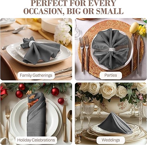 Miniatura 552 de Ultimate Textile -1 docena - Reversible Shantung Satin - Majestic - Servilletas de tela Majestic de 17 x 17 pulgadas color azul pizarra