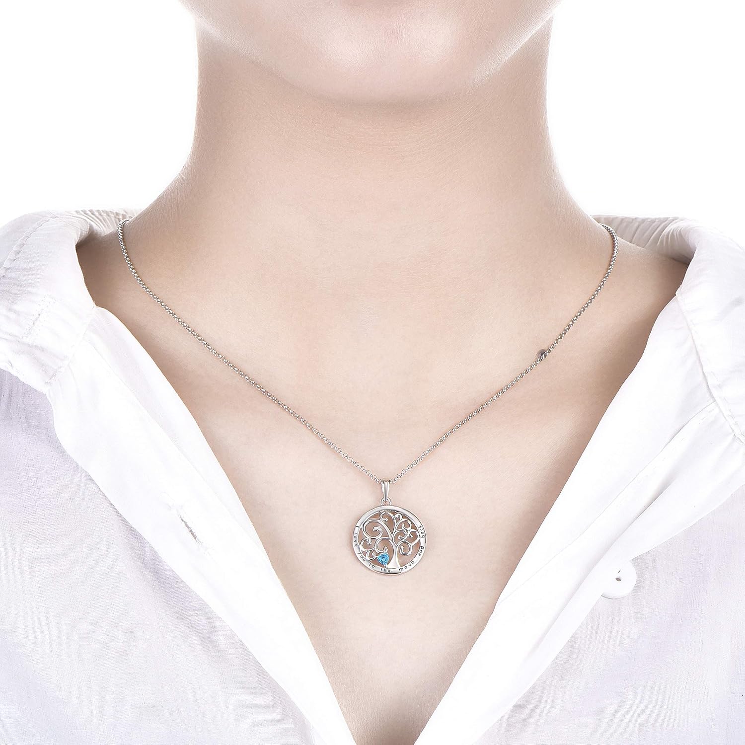 JO WISDOM Women Necklace,925 Sterling Silver Tree of Life Yggdrasil with"I Love You to the Moon and Back" Pendant Necklace with 3A Cubic Zirconia,Jewelry for Mother Girls
