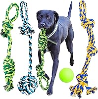 Vista 1 de Youngever Juguetes de cuerda para perros, juguetes masticables para cachorros, juguetes para perros medianos a grandes (paquete de 4)