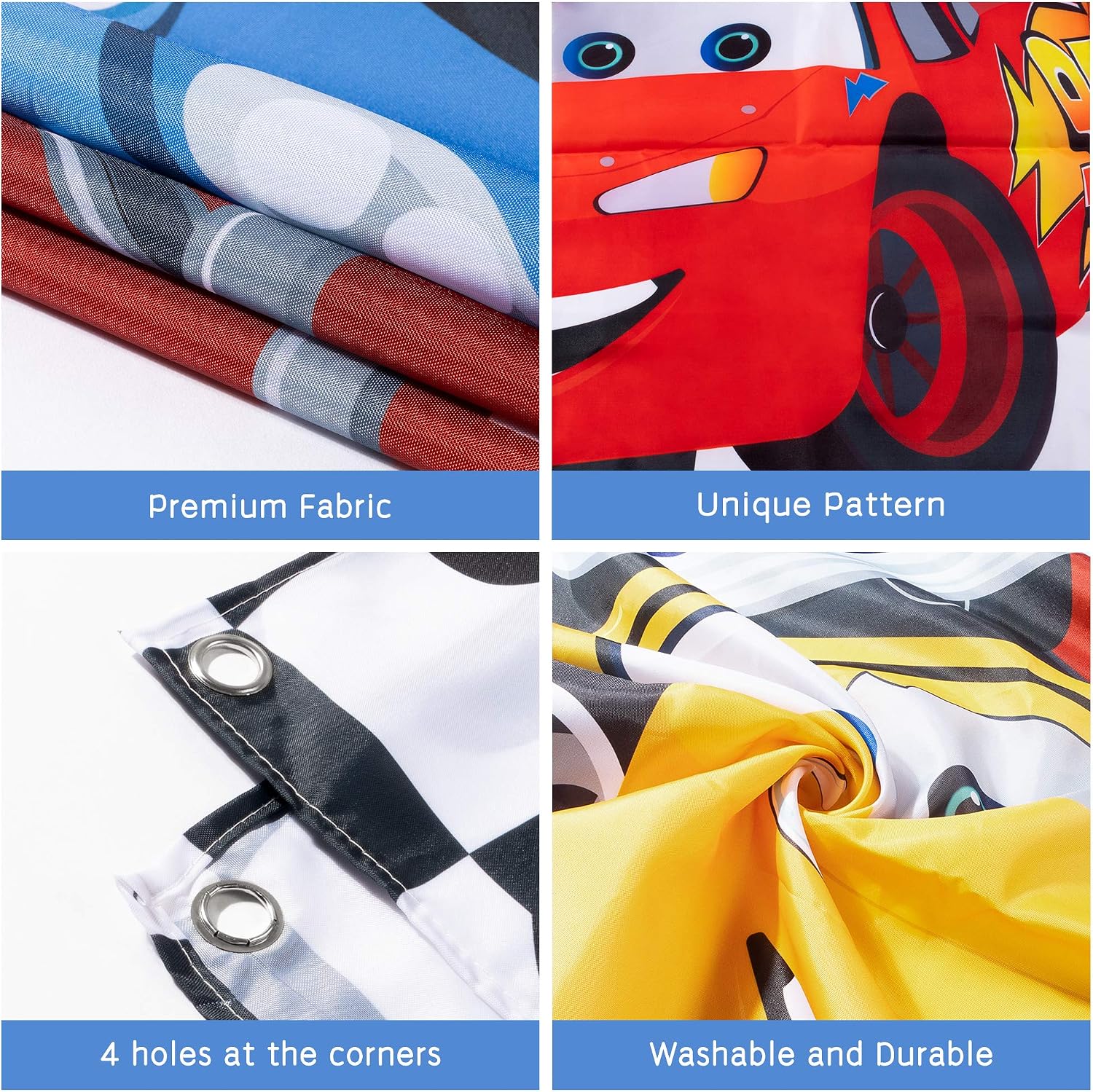 PANTIDE Race Car 2nd Birthday Party Backdrop Decoration, Two Fast Photography Background Banner, Large Poster Party Photo Props Wall Décor, Let’s Go Racing Party Supplies for Baby Boys Two Years Old