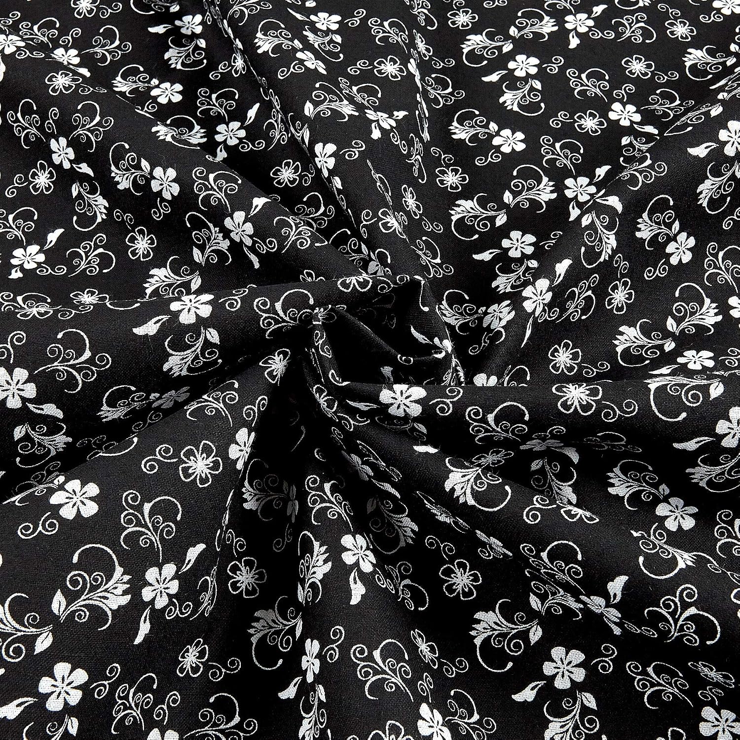 The Red and Black Basics Flowers Black/White, Fabric by the Yard