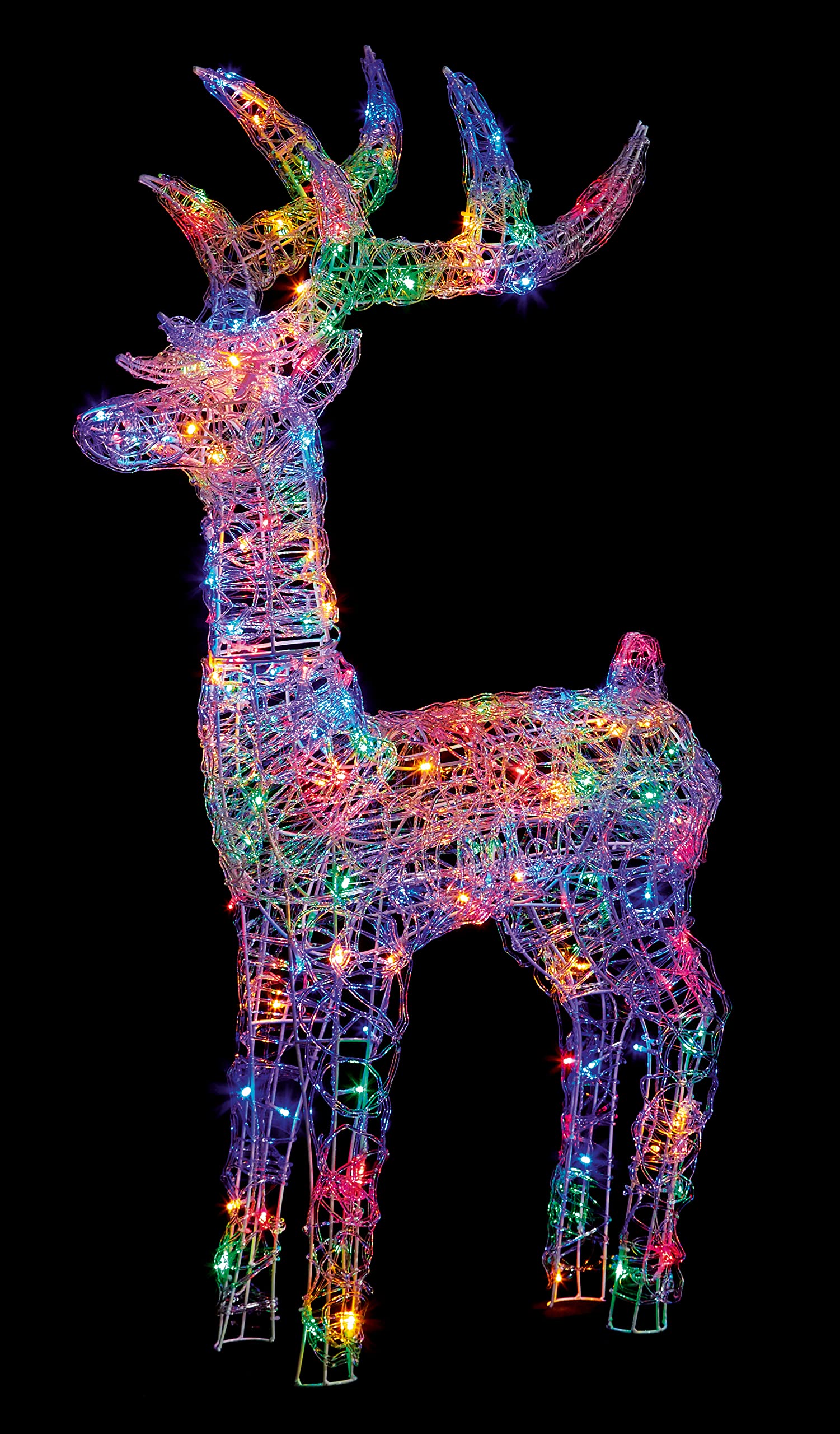 1.15m Soft Acrylic Reindeer w 160 twinkling mulitcolour LED