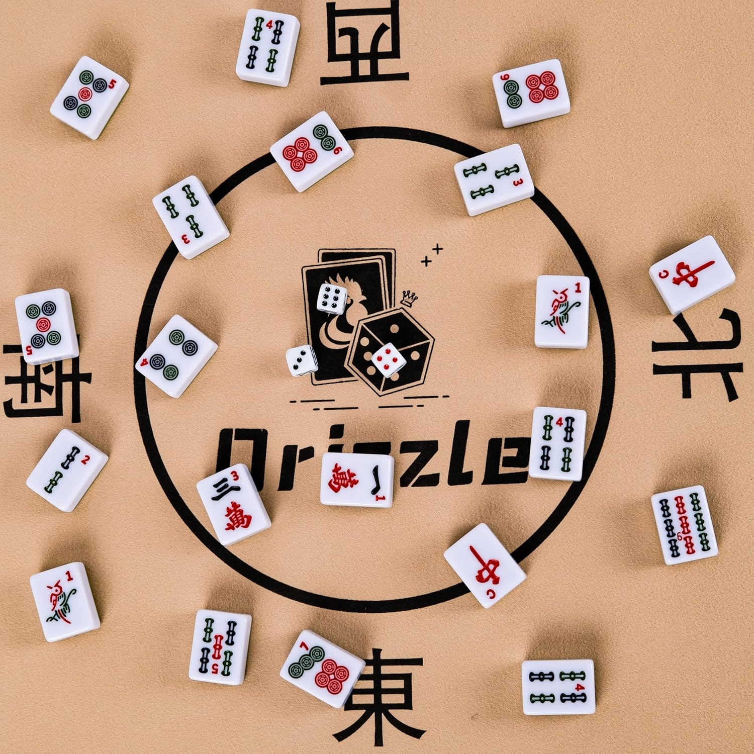 drizzle 28mm Numbered Mahjong Game Set - 1.1" Portable 146 Premium Tiles - with Instructions Beginner Manual and Panda Bag - Travel Family Leisure Time Mah-Jong