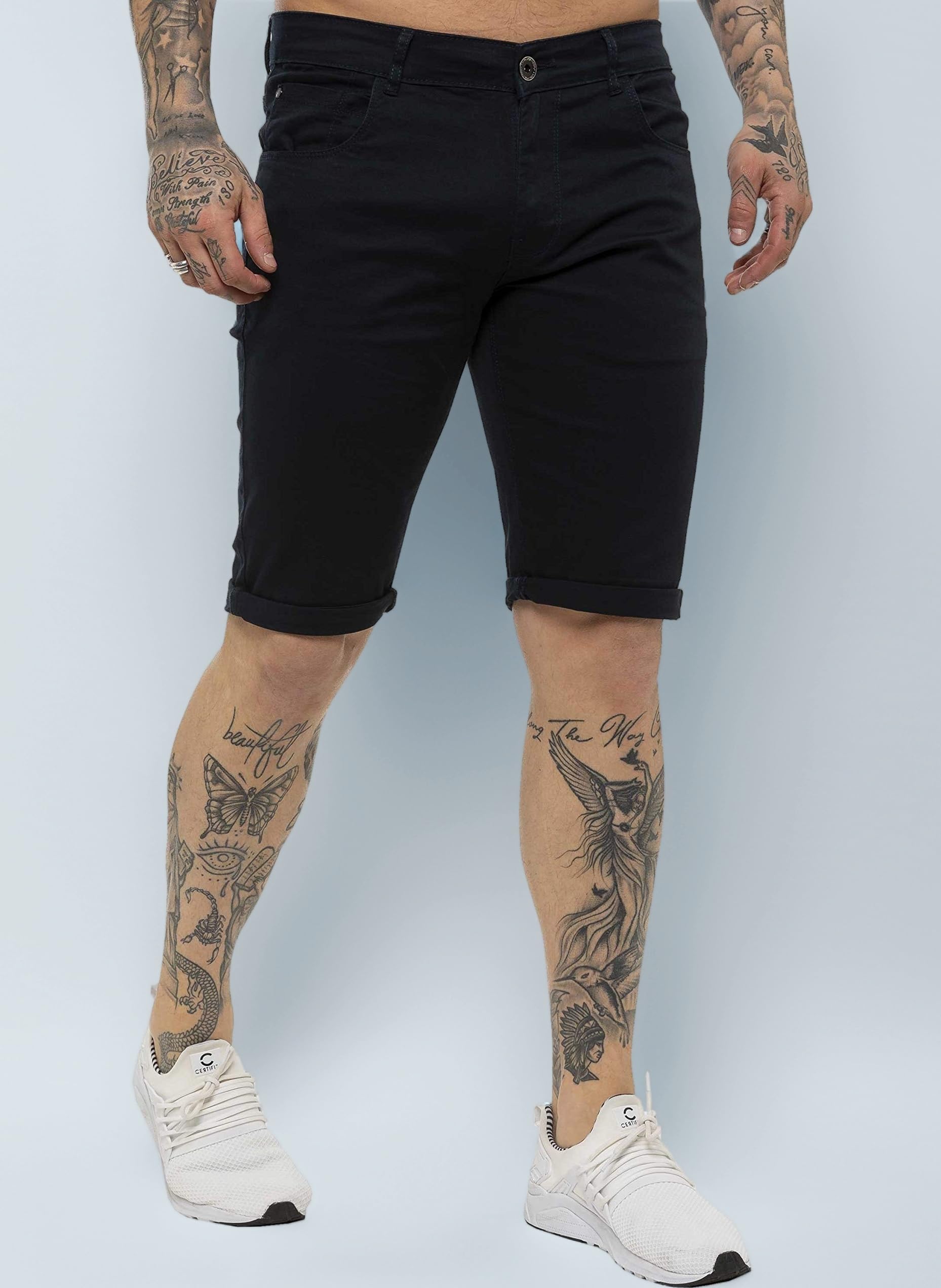 New Kruze Mens Slim Fit Stretch Cotton Chino Shorts Summer Casual Smart