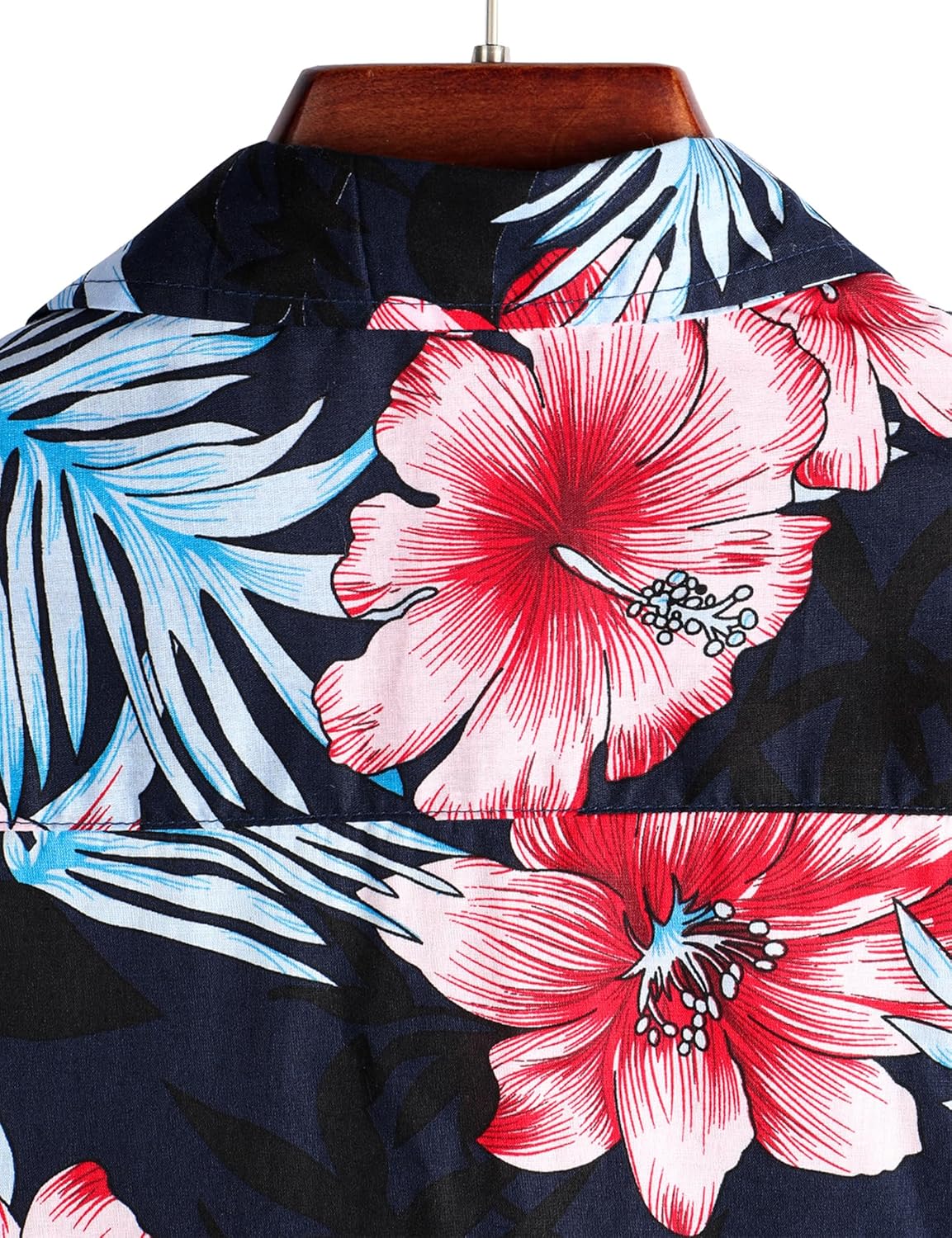 VATPAVE Mens 100% Cotton Hawaiian Shirts Floral Short Sleeve Button Down Shirts Summer Beach Shirts - Image 6