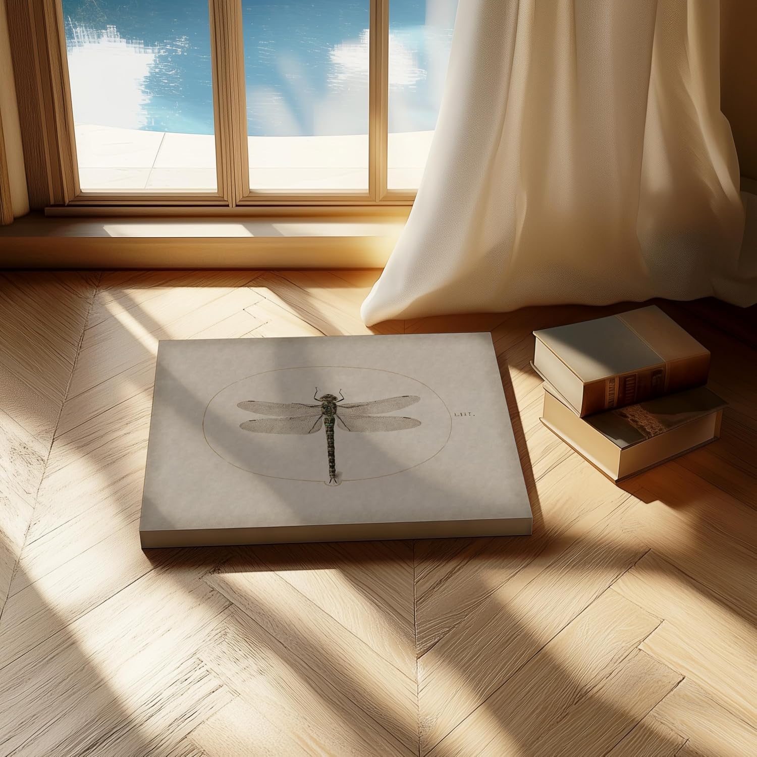 Poster Master Dragonfly Canvas - Retro Insect Artifice Print - Minimal Art - Great Gift for Men, Women, Animal Lover - Decor for Bedroom, Office, Living Room - 8x10 STRETCHED Canvas