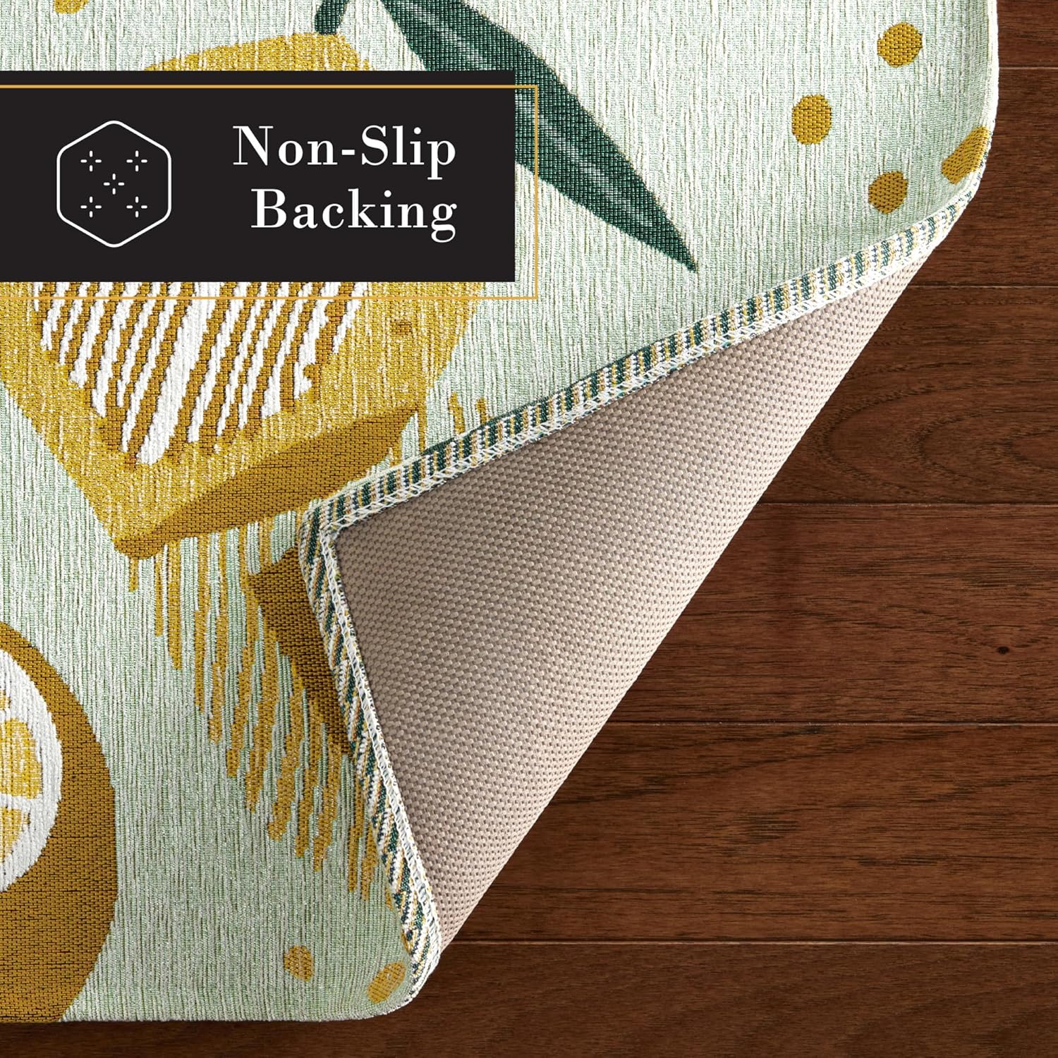 TOWN & COUNTRY LUXE Livie Fresh Lemon Everwash Washable Multi-Use Decorative Rug, Kitchen Runner, Low-Profile Door Mat, Bedroom and Dorm Room Decor With Non-Slip Backing, Seafoam Green, 24"x72"