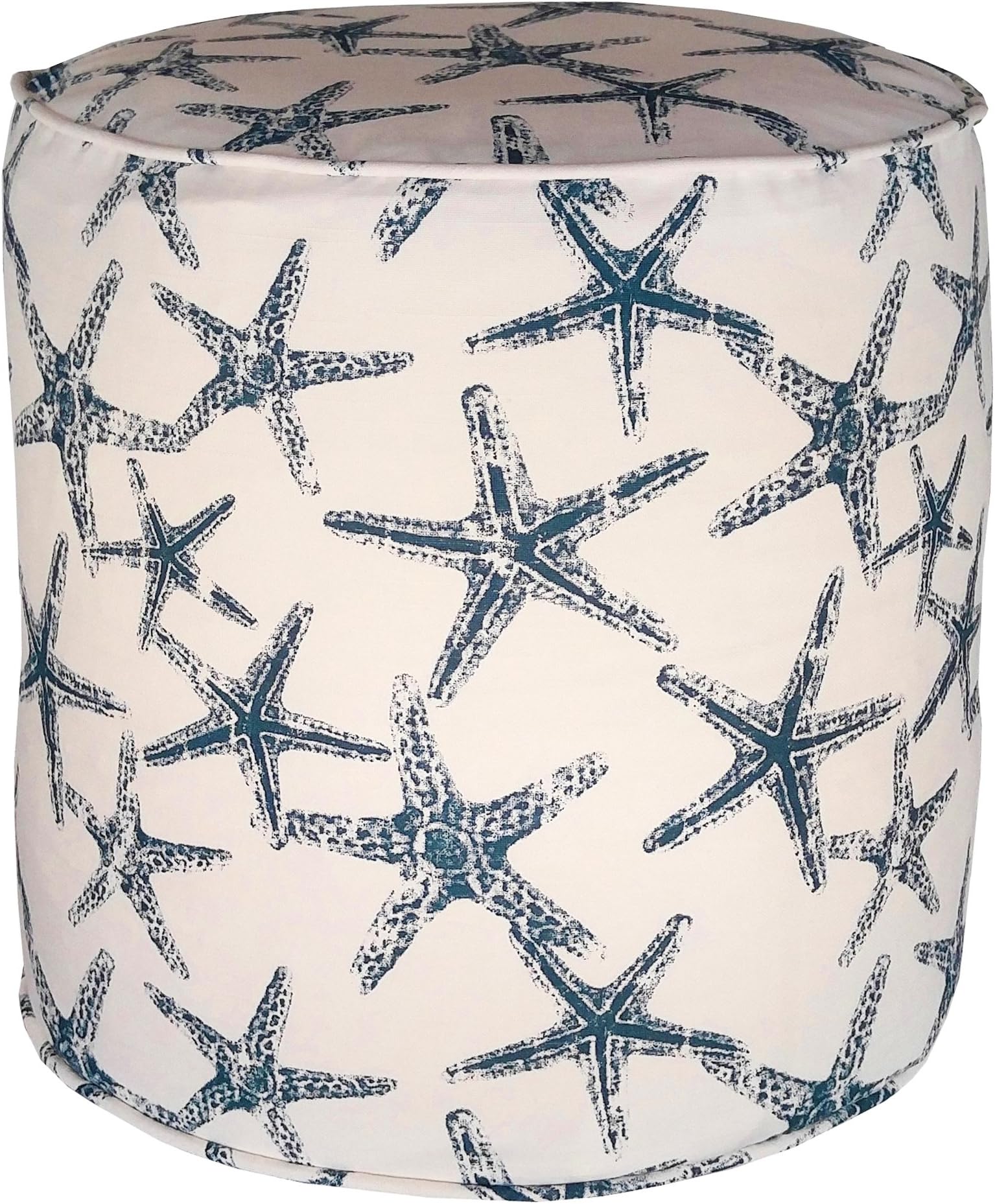 Starfish Pouf-Ottoman, 17" Cylinder, Navy