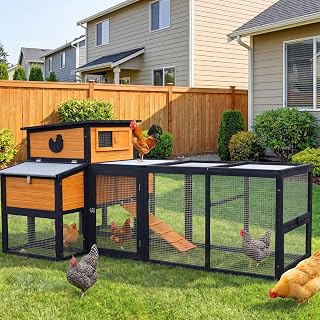 RUNSHED 83" Large Wooden Chicken Coop with Run for 4-6 Chickens - Predator-Proof, Ventilated, Easy-Clean Outdoor Hen House