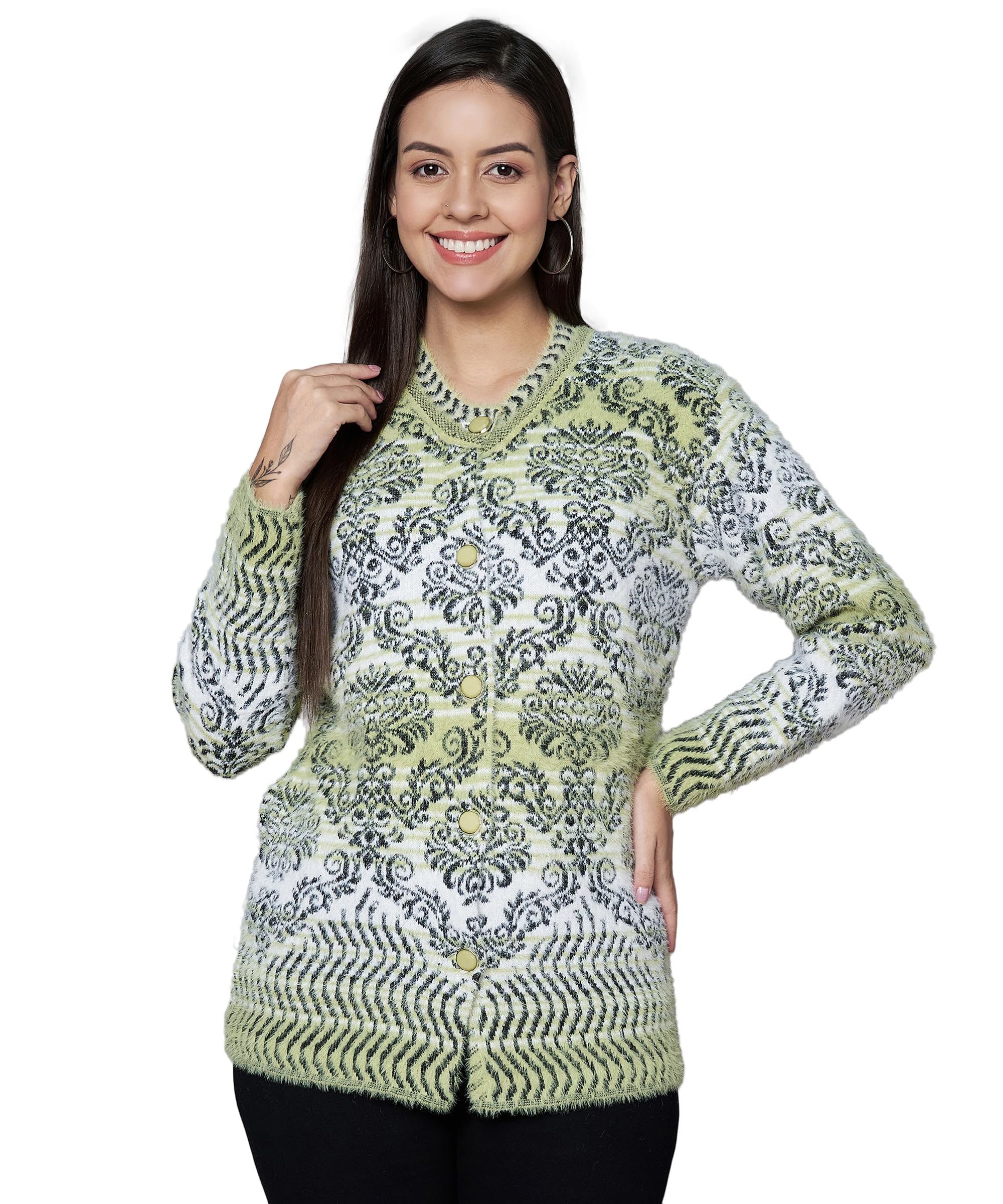 ekools Women Woolen Cardigan Sweaters(Hair33)-picture-14