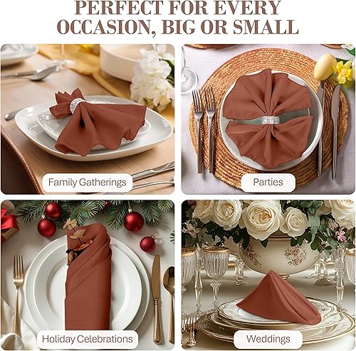 Miniatura 4 de Ultimate Textile -10 docenas - Reversible Shantung Satin - Majestic - Servilletas de tela Majestic de 17 x 17 pulgadas, naranja quemado