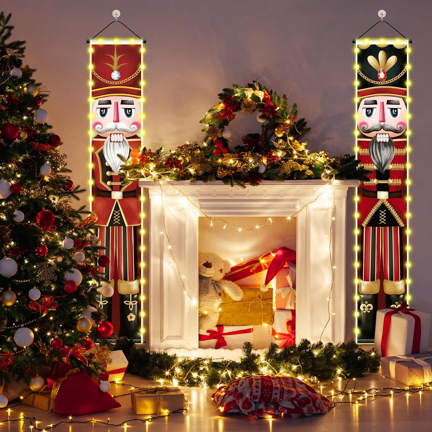 THAWAY Nutcracker Christmas Decorations - 11.8 x 70.8 in Soldier Model Nutcrackers Banners, Nutcracker Porch Signs for Indoor/Outdoor Xmas Party Festival Home Decoration for Front Door