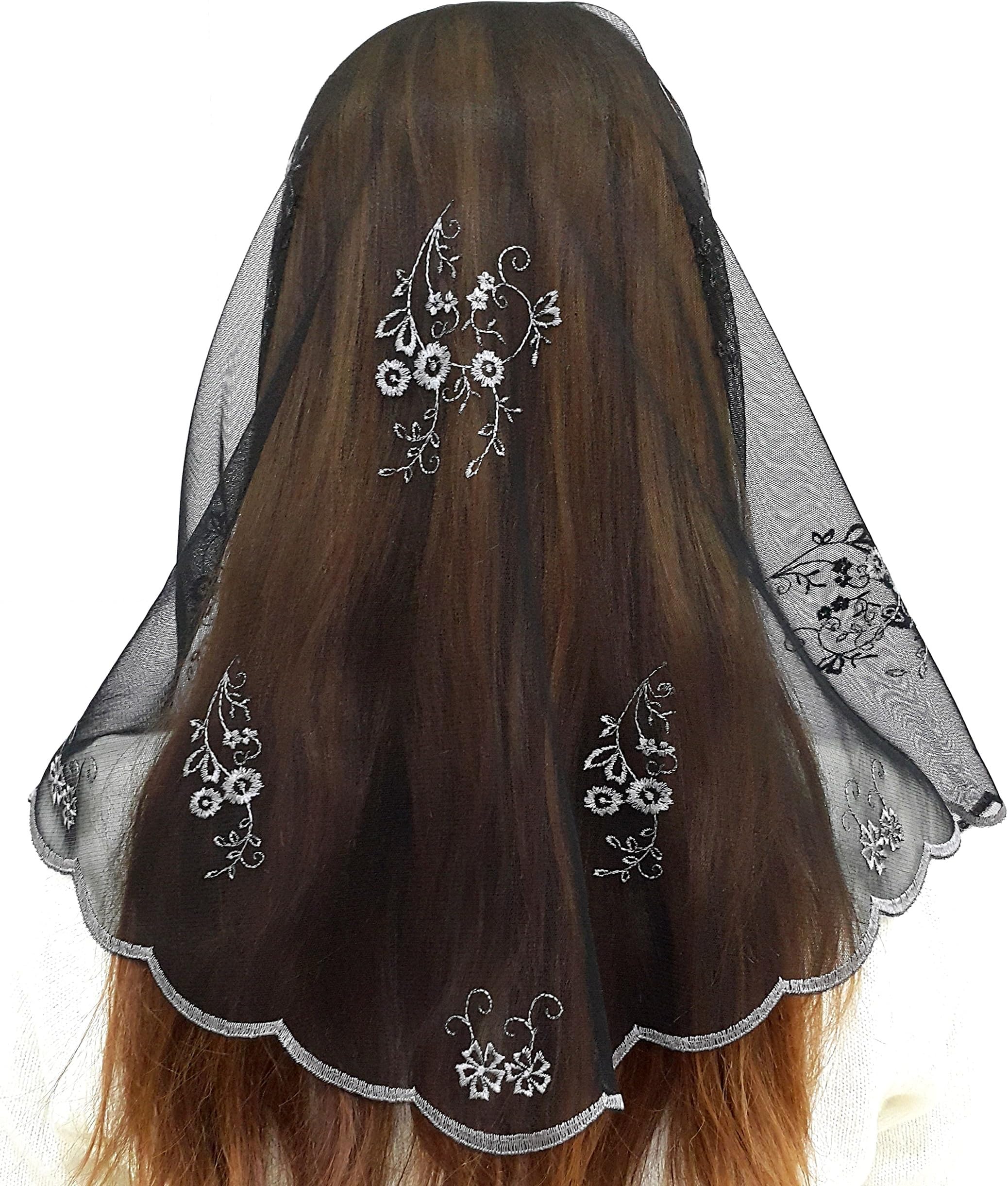 Anna Veils Chapel Catholic Veil Spanish Lace Mantilla Medium - Aedia