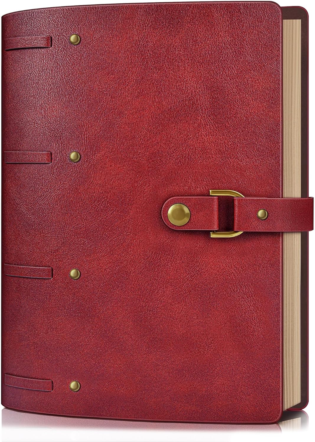 Leather Journal Notebook, 100 GSM Thick Lined Paper Refillable Vintage Travel Notebook with Gift Box, A5 Size 6.9 x 9 inches 260 Pages 6 Ring Binder Journal Writing Diary Note Taking for Men and Women – Wine Red