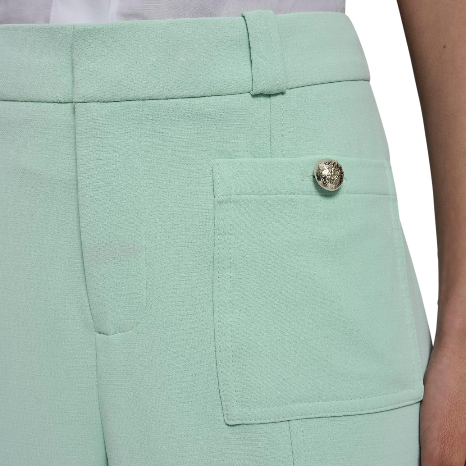 Karl Lagerfeld Women's Straight Leg Textured Crepe Front Pocket Pant