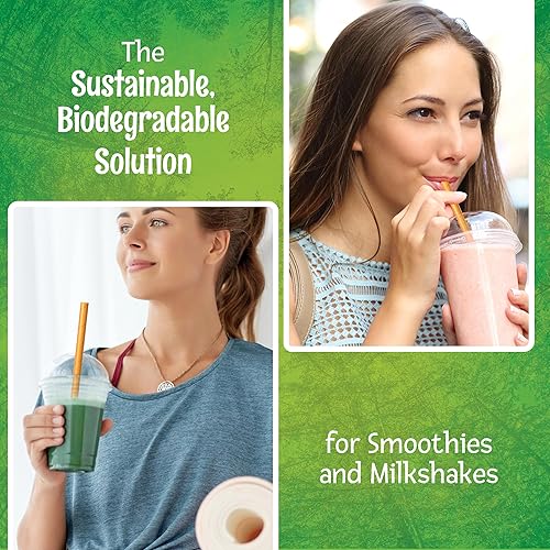 Miniatura 2 de Friendly Straw Paquete de 150 pajitas biodegradables jumbo para batidos y batidos, 7.75 x 0.4 pulgadas, pajitas de papel desechables extra anchas