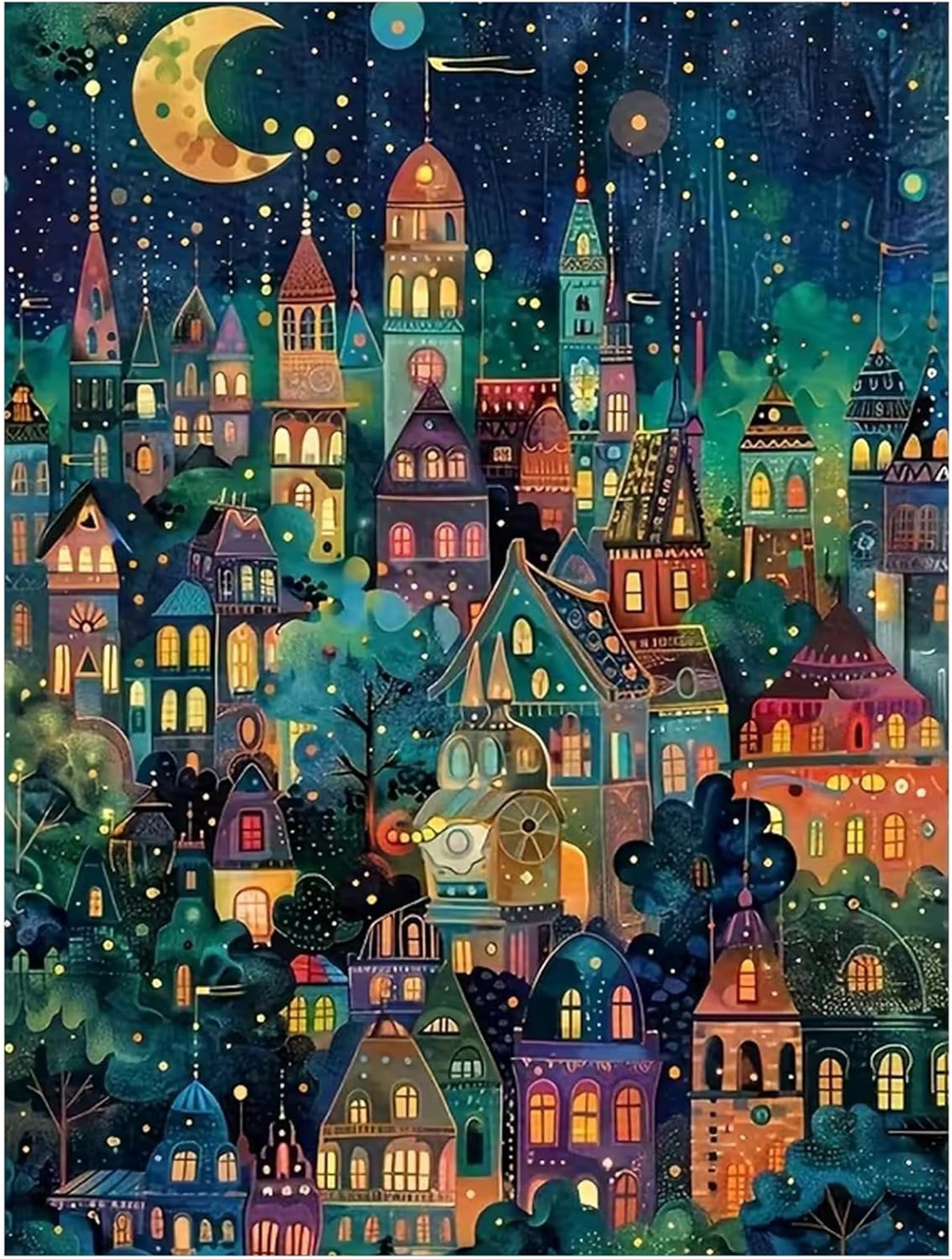 Niasansi Adult Paint by Number Kits,Painting Kits on Canvas,Large Color by Numbers Watercolor Gifts for Friends Home Wall Decor (Night)