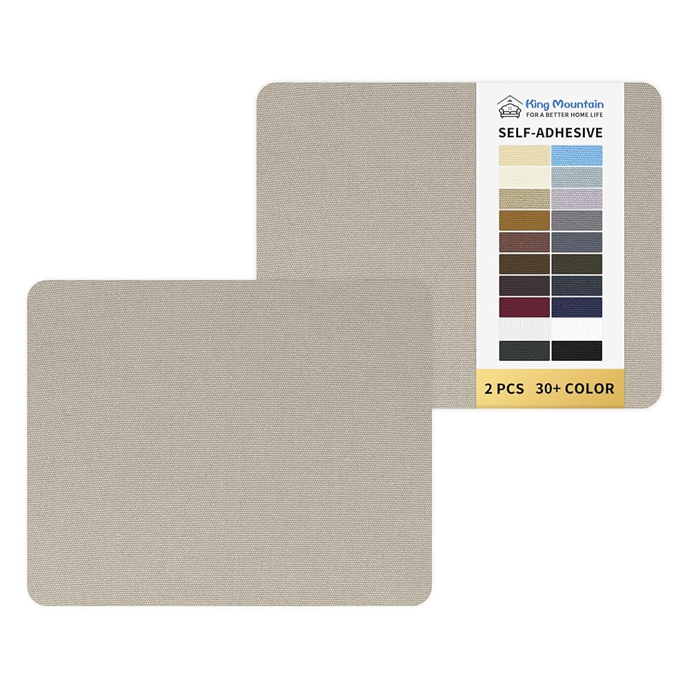 KING MOUNTAIN Canvas Repair Patch 9 x11 Inch 2 Pcs Self-Adhesive Waterproof Fabric Patch for Sofas, Tents, Furniture,Tote Bags, Car Seats (Grey2.0)